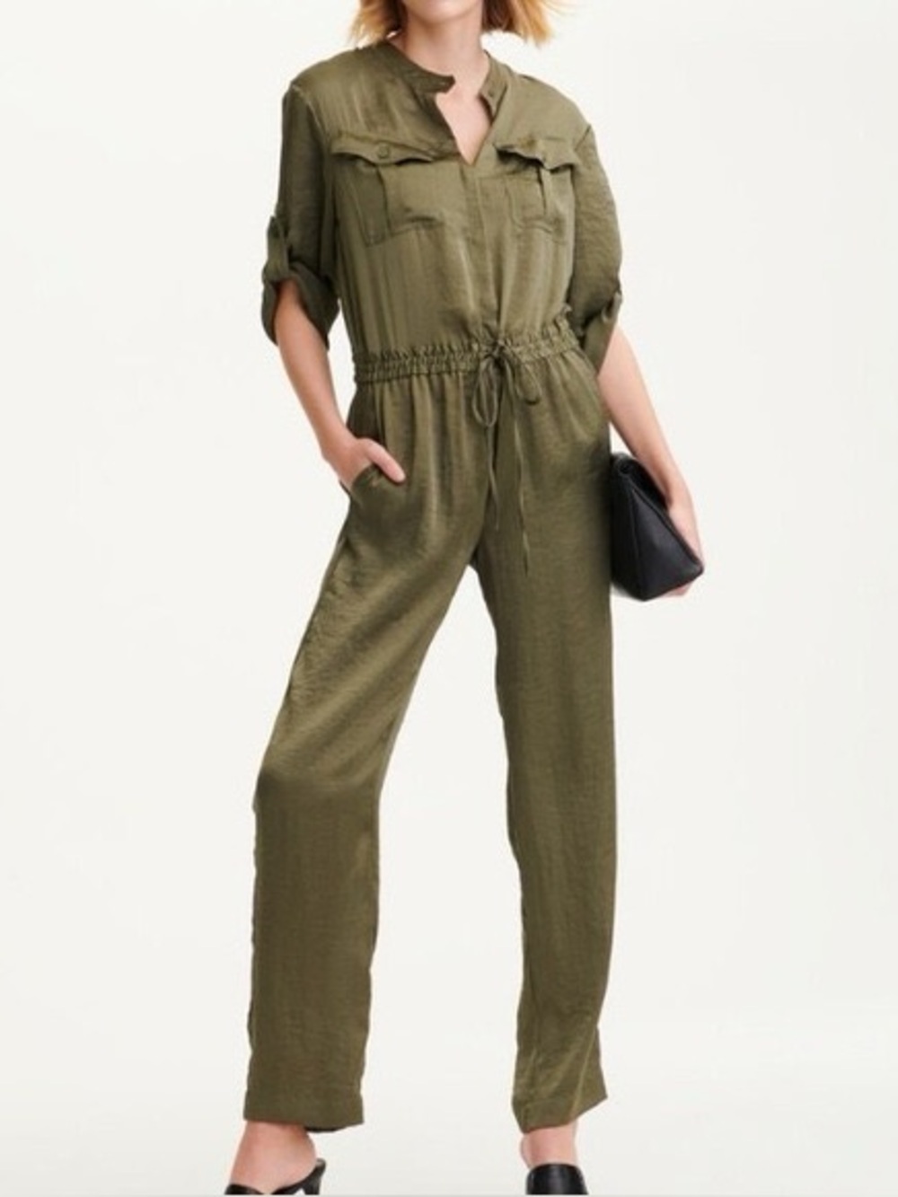 DKNY Olive Green Utility Jumpsuit